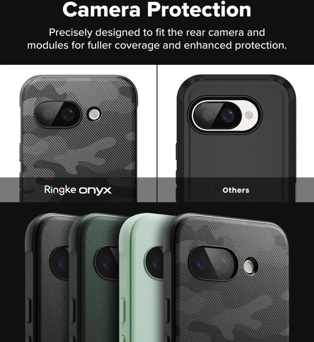 Ringke Onyx Google Pixel 9a Hoesje Flexibel TPU Back Cover Camo Zwart afbeelding 8