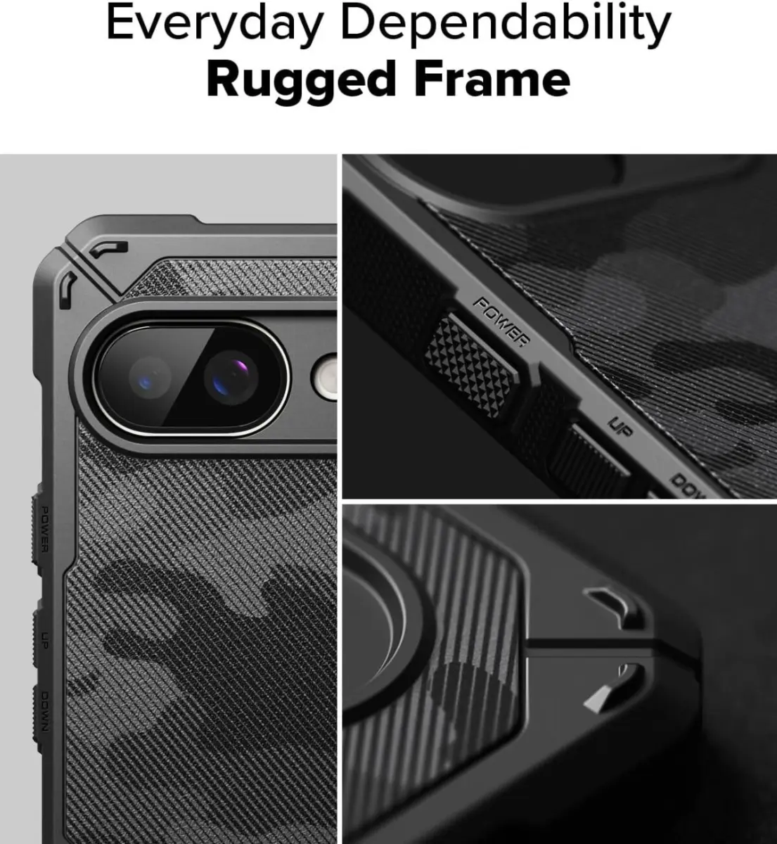 Ringke Rugged Gear Google Pixel 9a Hoesje Back Cover Camo Zwart afbeelding 4