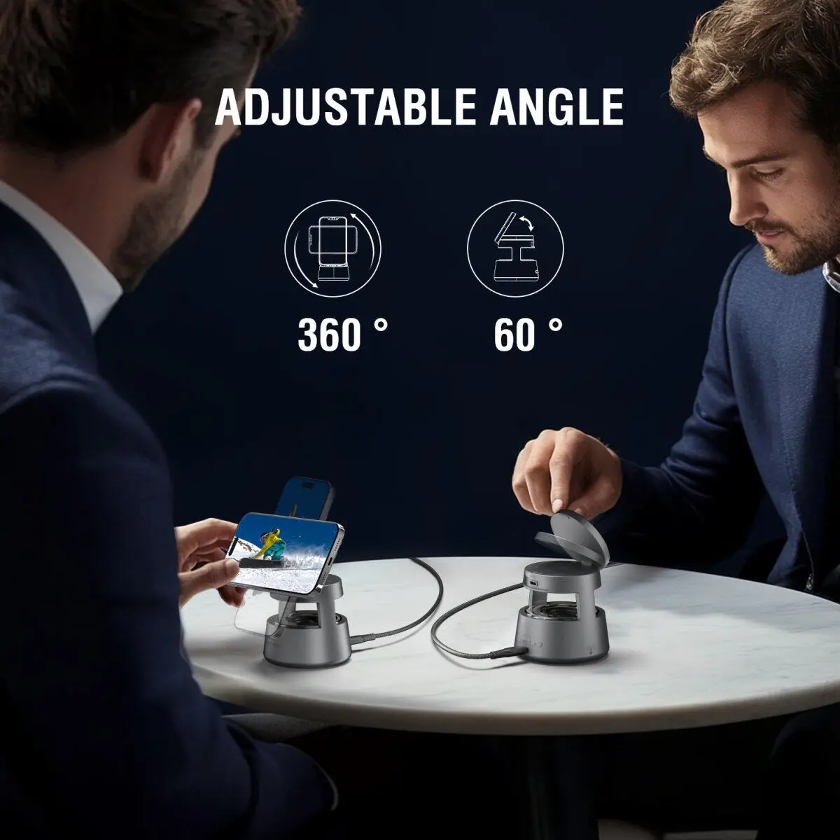 4smarts Aura Sound 3-in-1 Qi2 Draadloze Oplader Smartphone/AirPods/Watch Grijs afbeelding 6