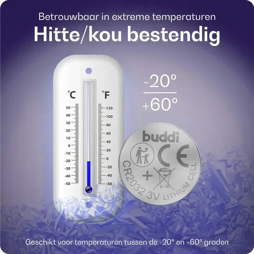 Buddi CR2032 Lithium Knoopcelbatterij Autosleutel 210mh / 3V (5-Pack) afbeelding 3
