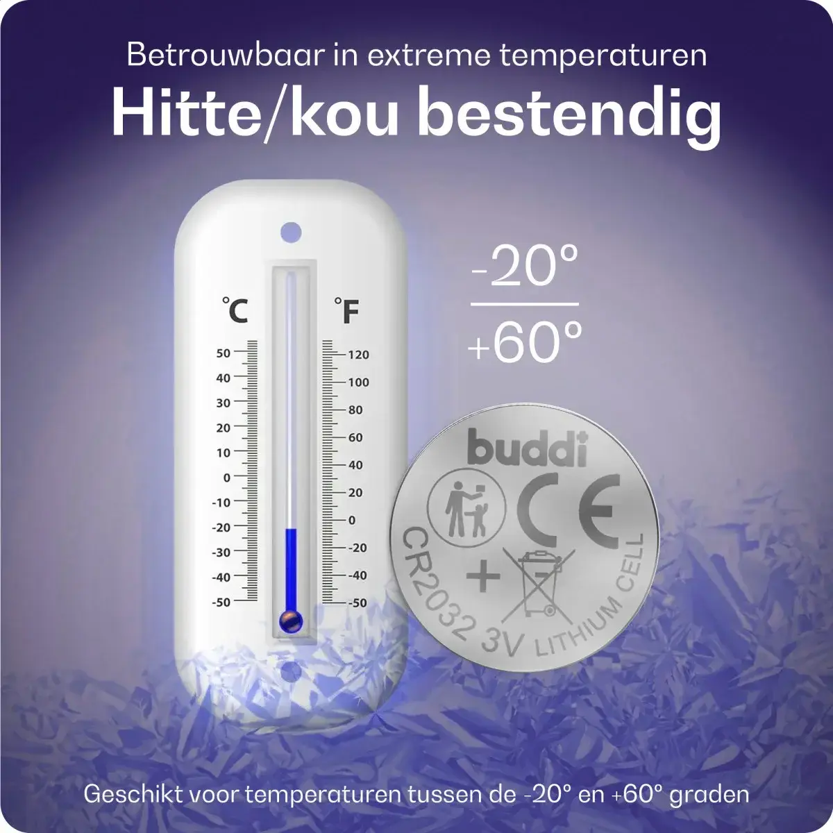 Buddi CR2032 Lithium Knoopcelbatterij Weegschaal 210mh / 3V (5-Pack) afbeelding 3