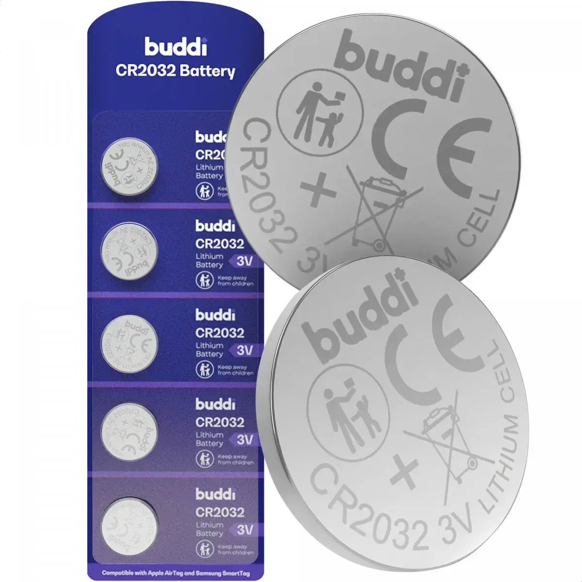 Buddi CR2032 Lithium Knoopcel Batterij 210mh / 3V (5-Pack) afbeelding 1