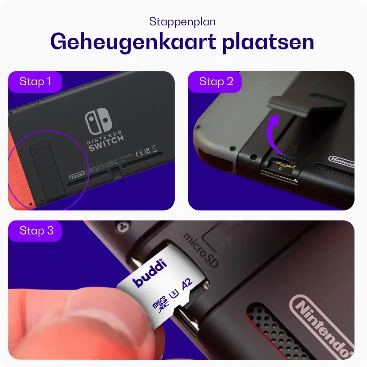 Buddi MicroSDXC Nintendo Switch Geheugenkaart 512GB Wit afbeelding 4