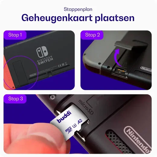 Buddi MicroSDXC Nintendo Switch Geheugenkaart 512GB Wit afbeelding 4