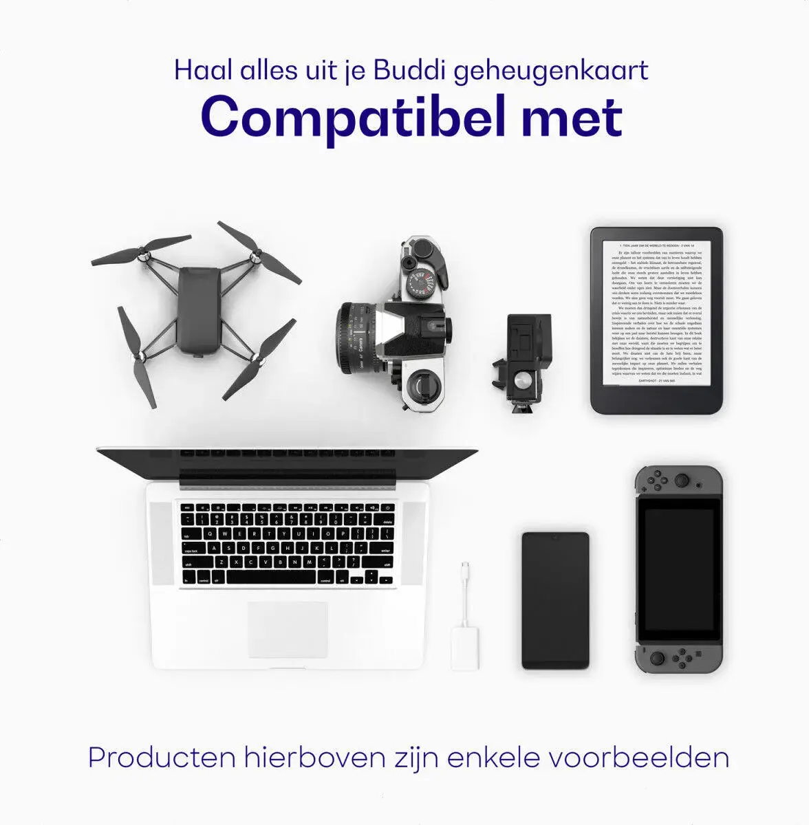 Buddi MicroSDXC Geheugenkaart met SD Kaart Adapter 128GB 3-Pack afbeelding 2