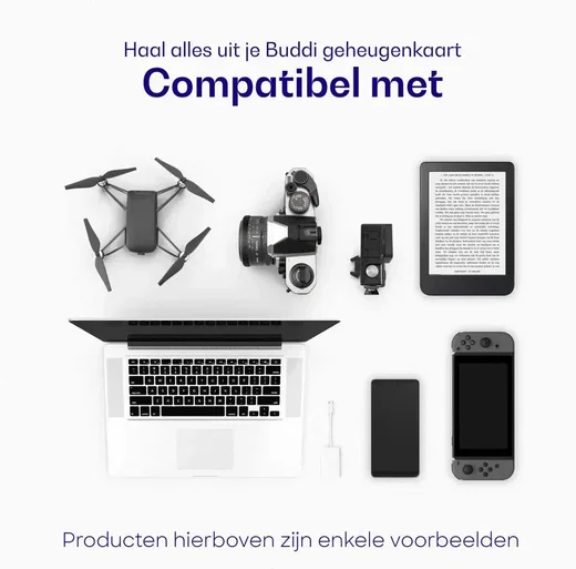 Buddi MicroSDXC Geheugenkaart met SD Kaart Adapter 512GB 3-Pack afbeelding 2
