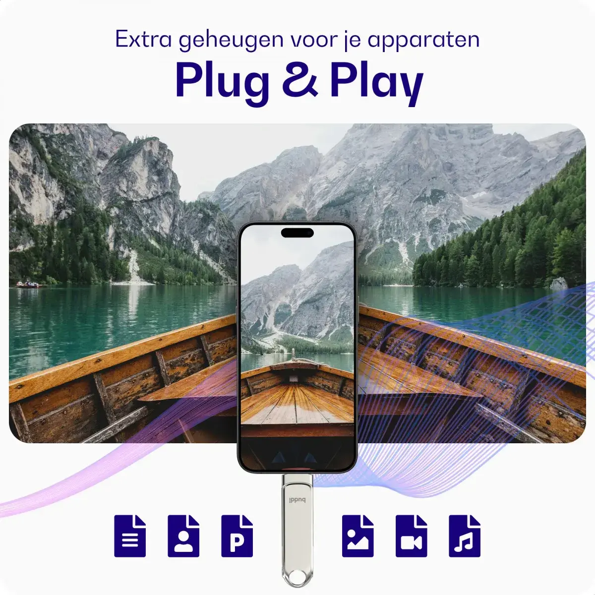 Buddi USB-A en USB-C Stick Dual Geheugenstick 64GB Grijs (2-Pack) afbeelding 6