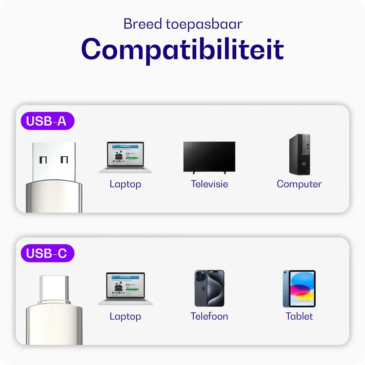 Buddi USB-A en USB-C Stick Dual Geheugenstick 128GB Grijs (3-Pack) afbeelding 8