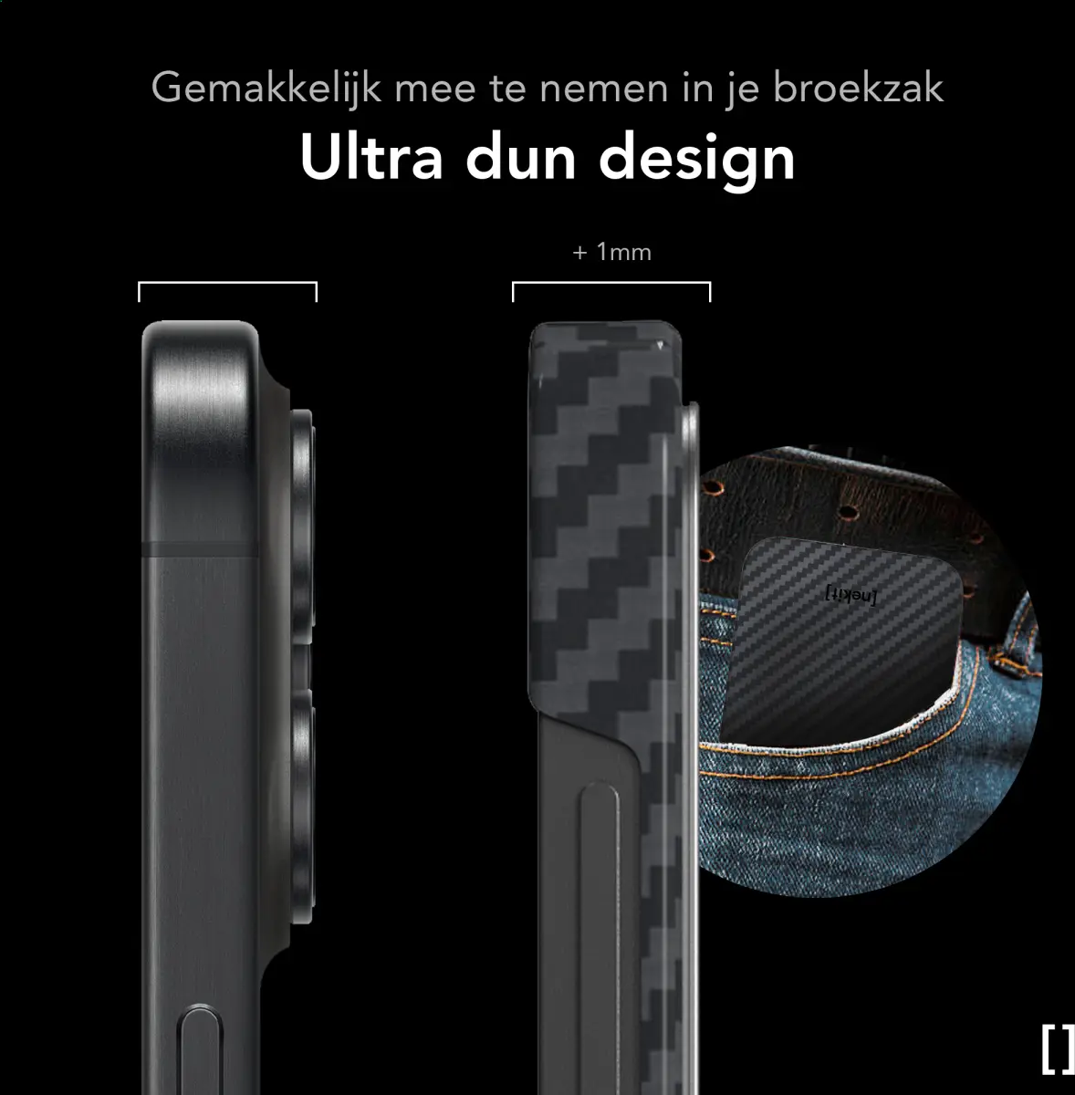 NEKIT Fiber Samsung Galaxy S25 Edge Hoesje MagSafe / Qi2 Kevlar Dun Zwart afbeelding 5