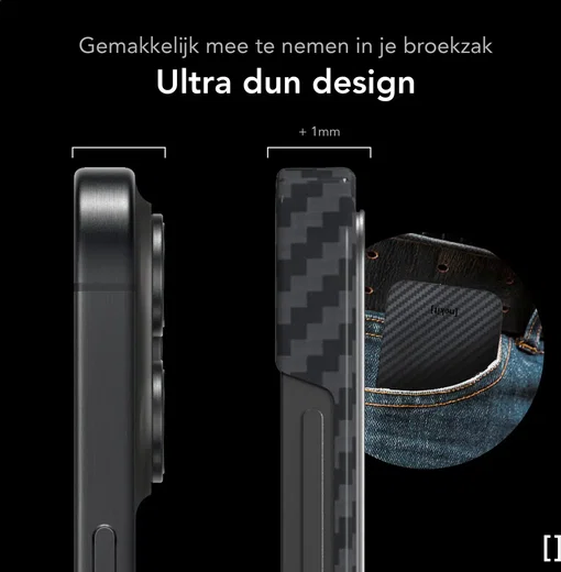 NEKIT Fiber Samsung Galaxy S25 Edge Hoesje MagSafe / Qi2 Kevlar Dun Zwart afbeelding 5