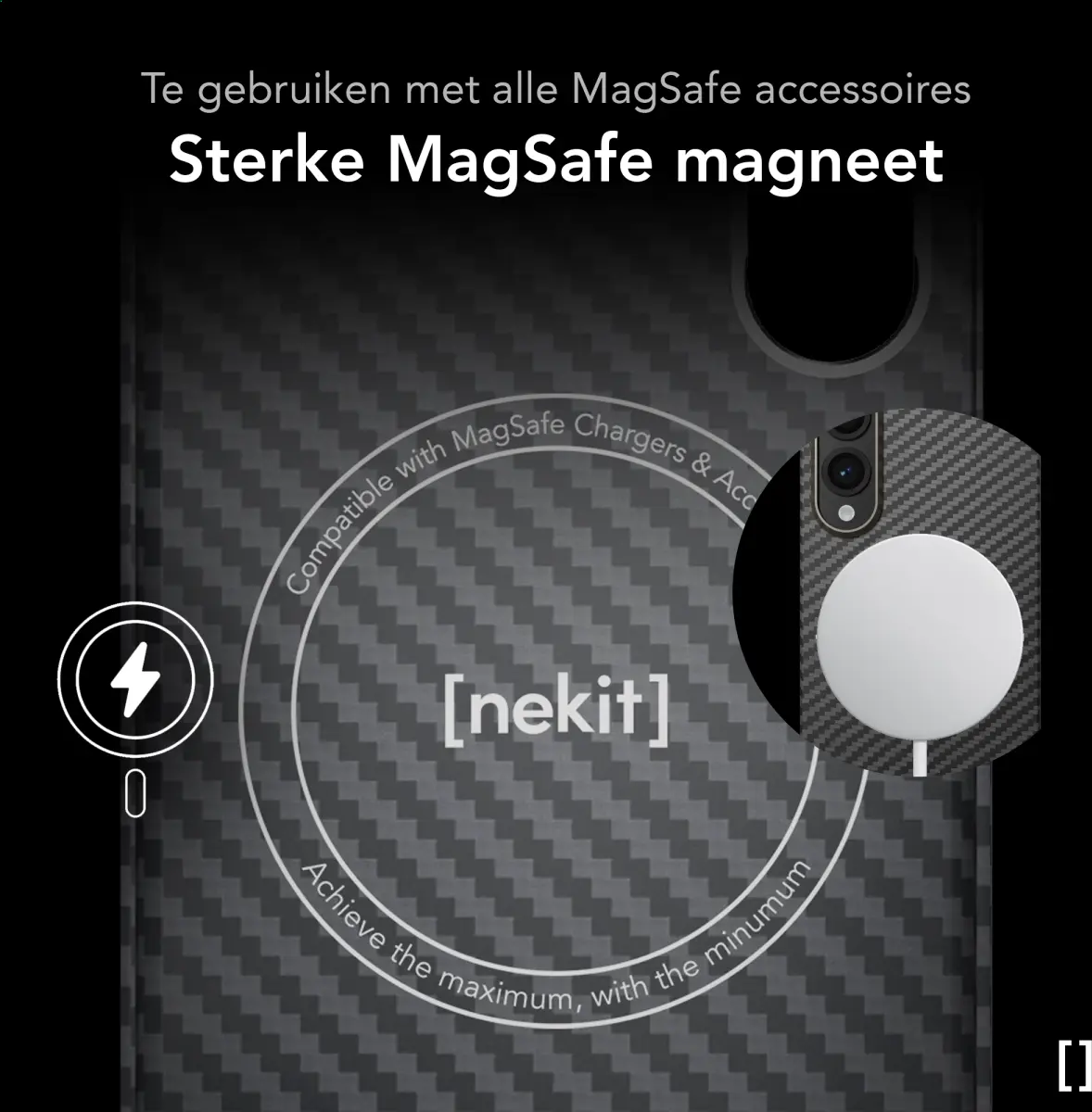 NEKIT Fiber Samsung Galaxy S25 Edge Hoesje MagSafe / Qi2 Kevlar Dun Zwart afbeelding 6