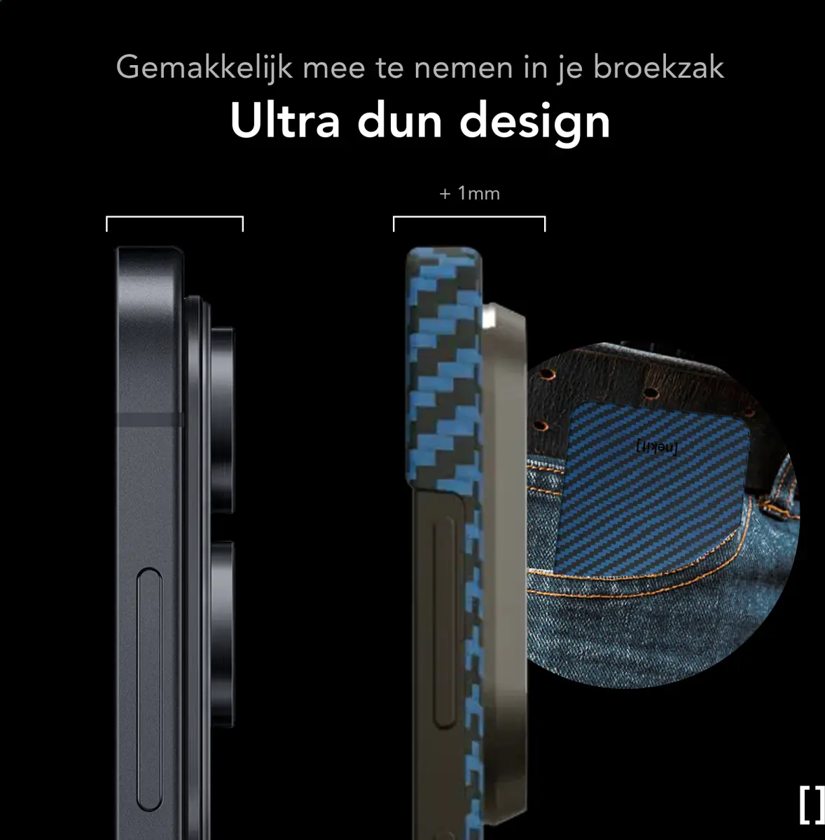 NEKIT Fiber Samsung Galaxy S25 Edge Hoesje MagSafe / Qi2 Kevlar Dun Blauw afbeelding 5