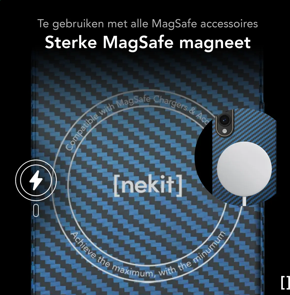 NEKIT Fiber Samsung Galaxy S25 Edge Hoesje MagSafe / Qi2 Kevlar Dun Blauw afbeelding 6