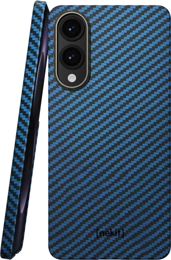 NEKIT Fiber Samsung Galaxy S25 Edge Hoesje MagSafe / Qi2 Kevlar Dun Blauw afbeelding 1