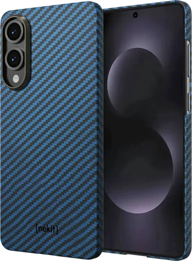 NEKIT Fiber Samsung Galaxy S25 Edge Hoesje MagSafe / Qi2 Kevlar Dun Blauw afbeelding 2