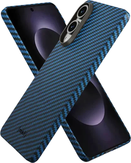 NEKIT Fiber Samsung Galaxy S25 Edge Hoesje MagSafe / Qi2 Kevlar Dun Blauw afbeelding 12