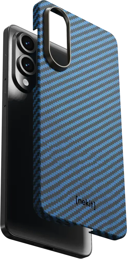 NEKIT Fiber Samsung Galaxy S25 Edge Hoesje MagSafe / Qi2 Kevlar Dun Blauw afbeelding 13