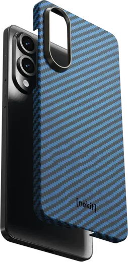 NEKIT Fiber Samsung Galaxy S25 Edge Hoesje MagSafe / Qi2 Kevlar Dun Blauw afbeelding 13