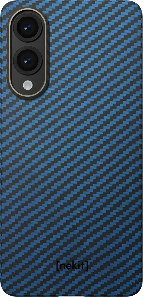 NEKIT Fiber Samsung Galaxy S25 Edge Hoesje MagSafe / Qi2 Kevlar Dun Blauw afbeelding 14