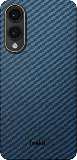 NEKIT Fiber Samsung Galaxy S25 Edge Hoesje MagSafe / Qi2 Kevlar Dun Blauw afbeelding 14