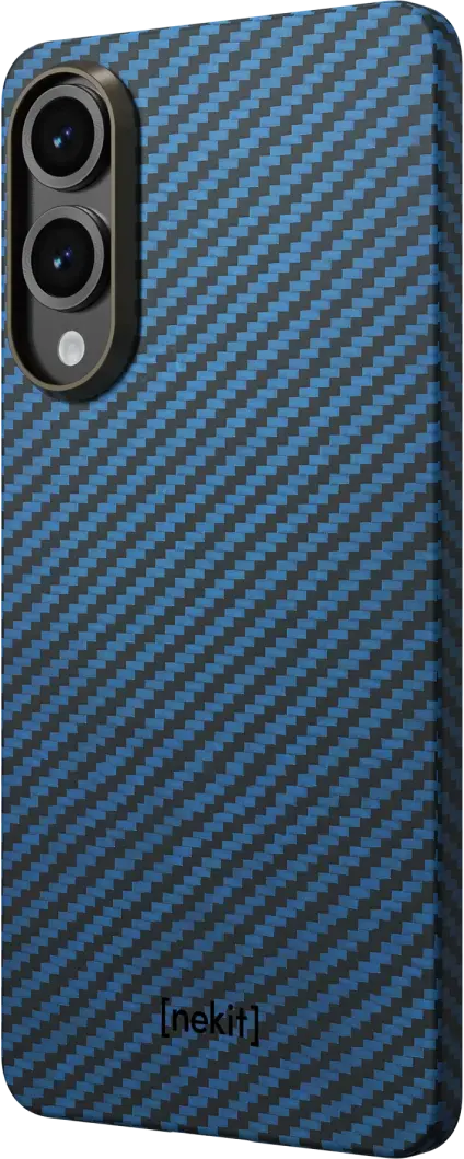 NEKIT Fiber Samsung Galaxy S25 Edge Hoesje MagSafe / Qi2 Kevlar Dun Blauw afbeelding 15