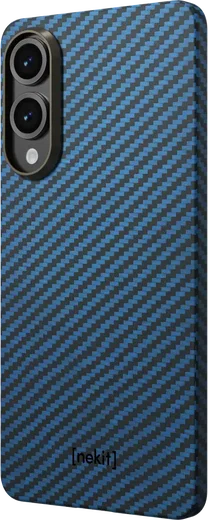 NEKIT Fiber Samsung Galaxy S25 Edge Hoesje MagSafe / Qi2 Kevlar Dun Blauw afbeelding 15