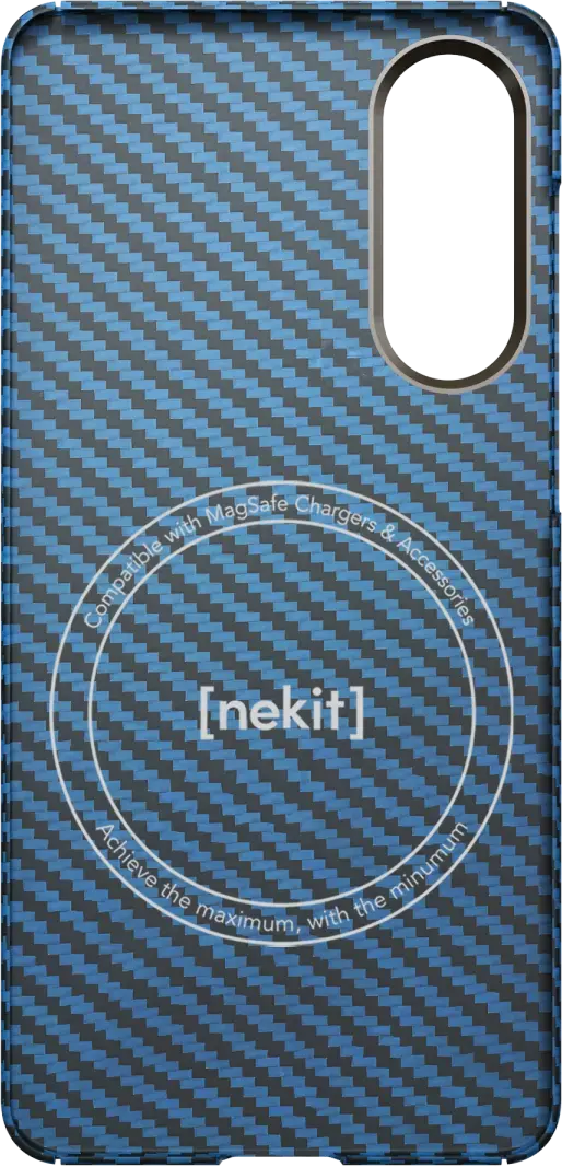 NEKIT Fiber Samsung Galaxy S25 Edge Hoesje MagSafe / Qi2 Kevlar Dun Blauw afbeelding 16