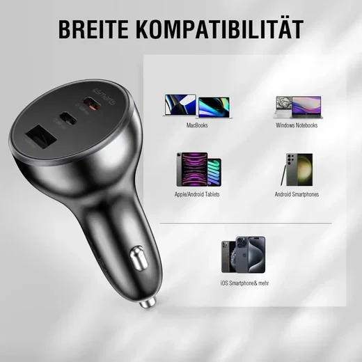 4Smarts Auto Lader VoltRoad Ultimate 2X USB-C 1X USB-A 160W Zwart afbeelding 5