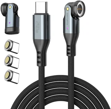 4smarts USB-C naar USB-C 240W Magnetische Oplaad Kabel PD 1.8 Meter Zwart