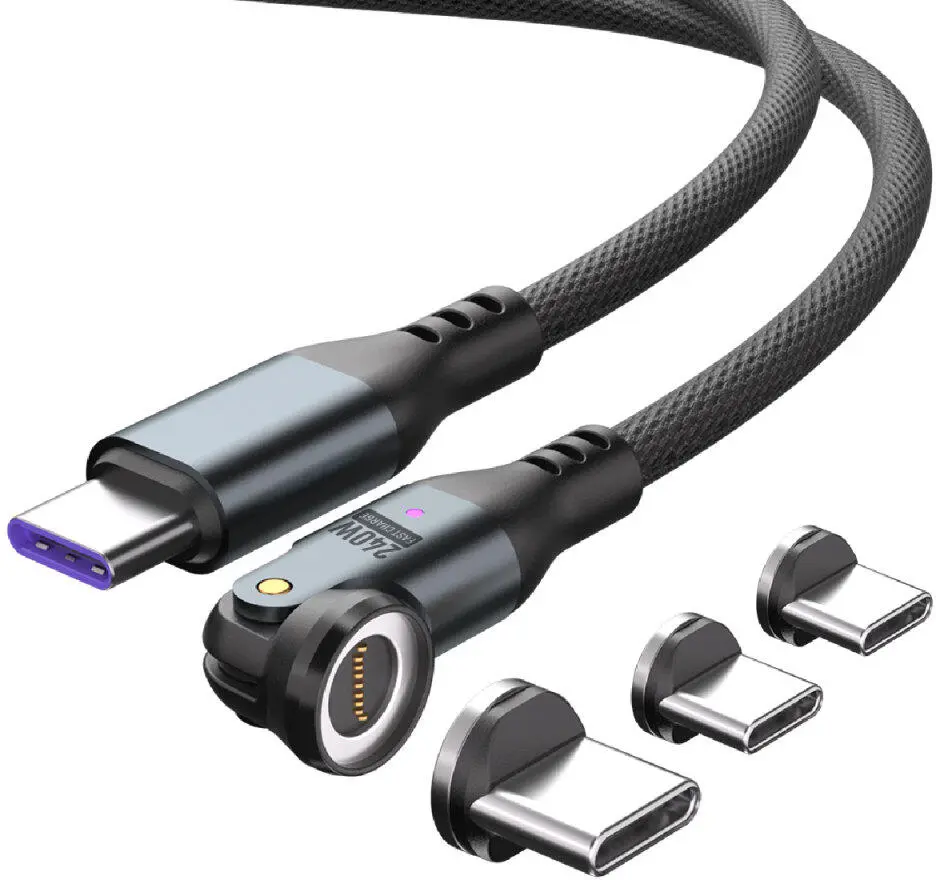 4smarts USB-C naar USB-C 240W Magnetische Oplaad Kabel PD 1.8 Meter Zwart afbeelding 2