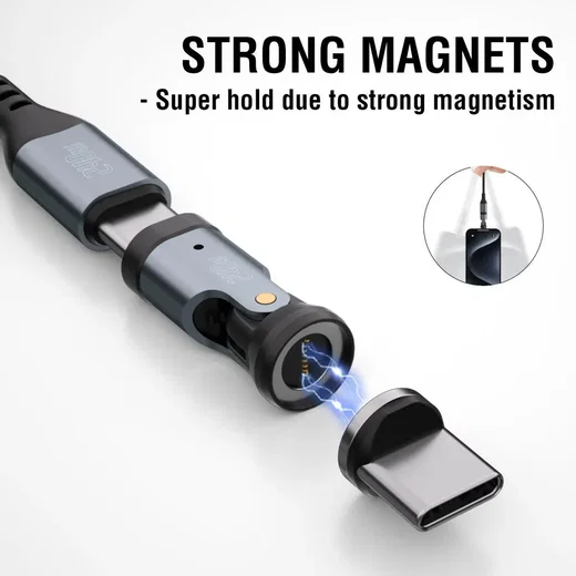 4smarts USB-C naar USB-C 240W Magnetische Oplaad Kabel PD 1.8 Meter Zwart afbeelding 4