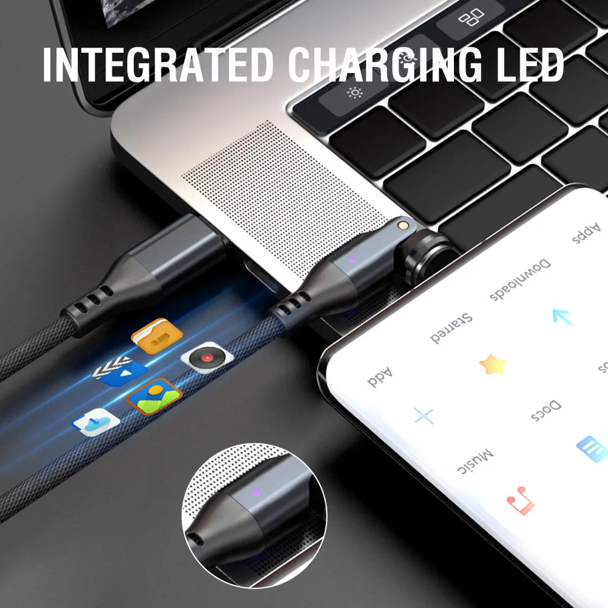 4smarts USB-C naar USB-C 240W Magnetische Oplaad Kabel PD 1.8 Meter Zwart afbeelding 5