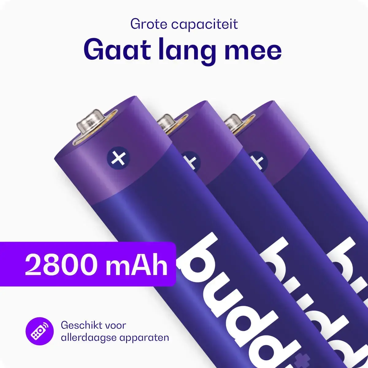 Buddi Oplaadbare AA Batterijen 2.800 mAh 1.2V 24 Stuks afbeelding 3