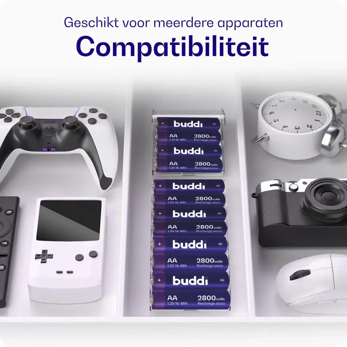 Buddi Oplaadbare AA Batterijen 2.800 mAh 1.2V 24 Stuks afbeelding 5