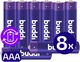 Buddi Oplaadbare AAA Batterijen 1.200 mAh 1.2V 8 Stuks