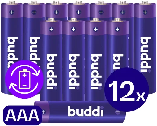 Buddi Oplaadbare AAA Batterijen 1.200 mAh 1.2V 12 Stuks afbeelding 1