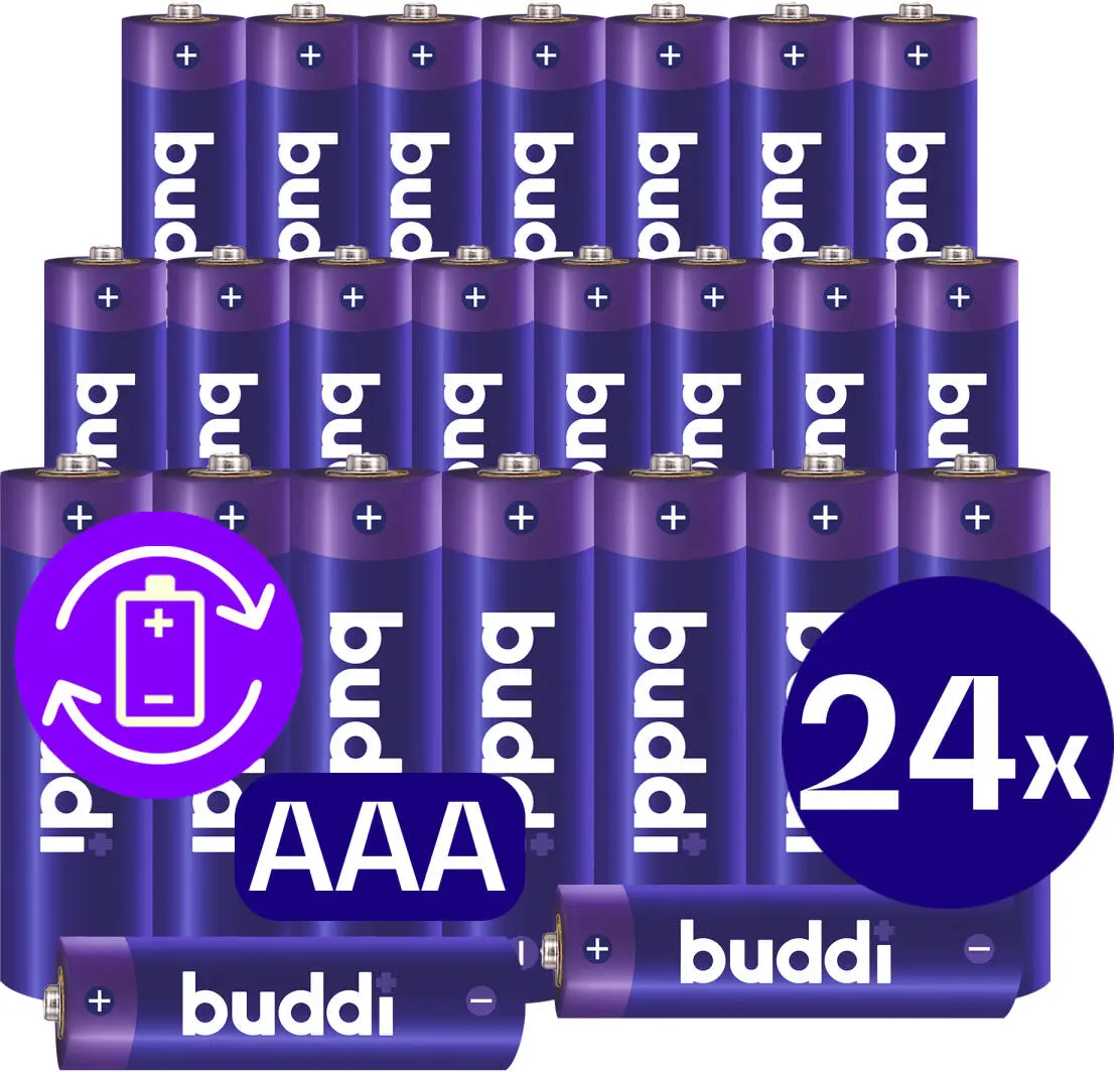 Buddi Oplaadbare AAA Batterijen 1.200 mAh 1.2V 24 Stuks afbeelding 1