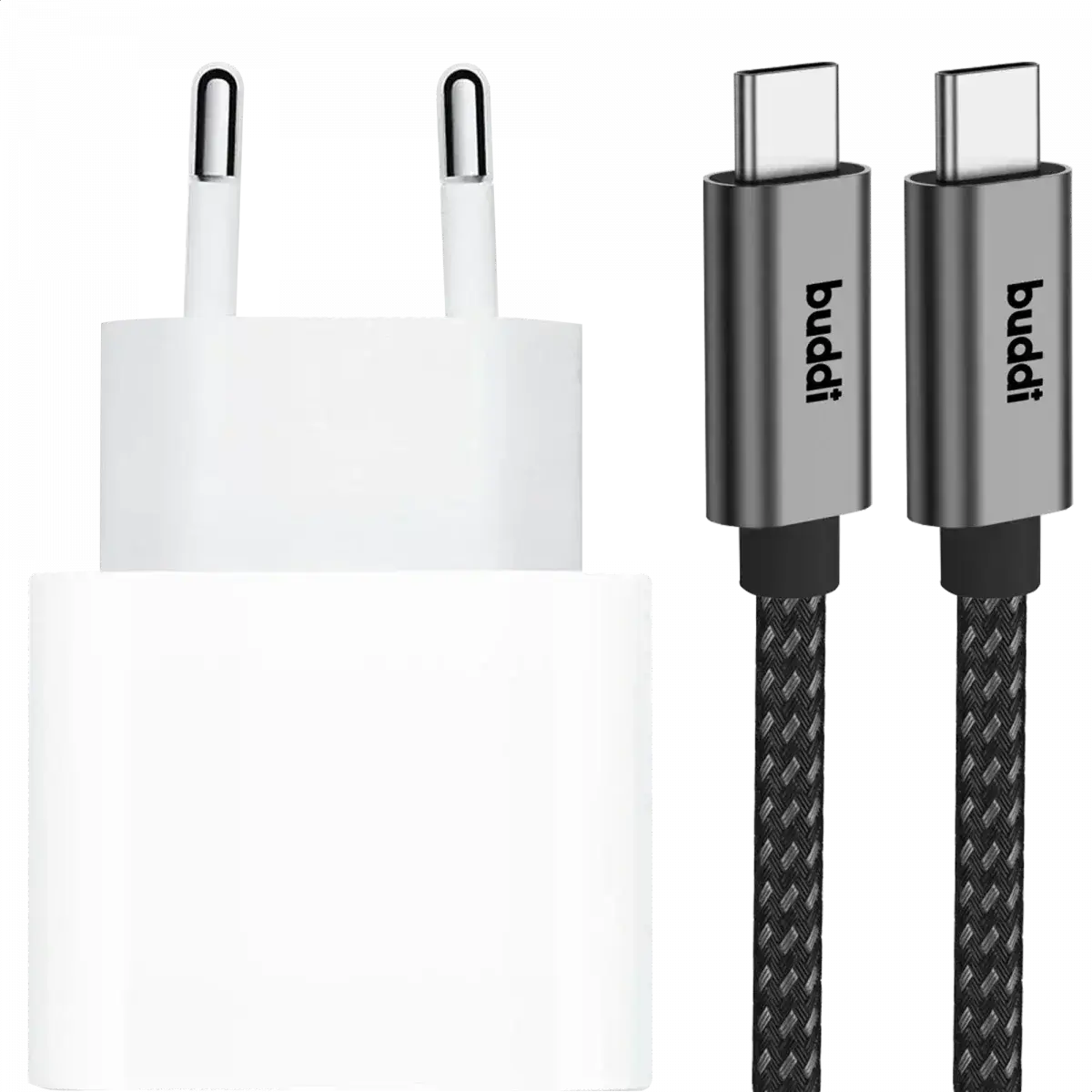 Originele Apple 20W USB-C Oplader met Buddi USB-C Kabel 2M Zwart afbeelding 9