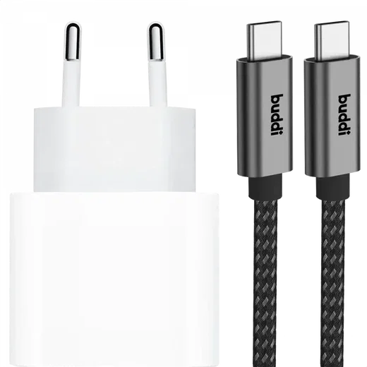 Originele Apple 20W USB-C Oplader met Buddi USB-C Kabel 2M Zwart afbeelding 9