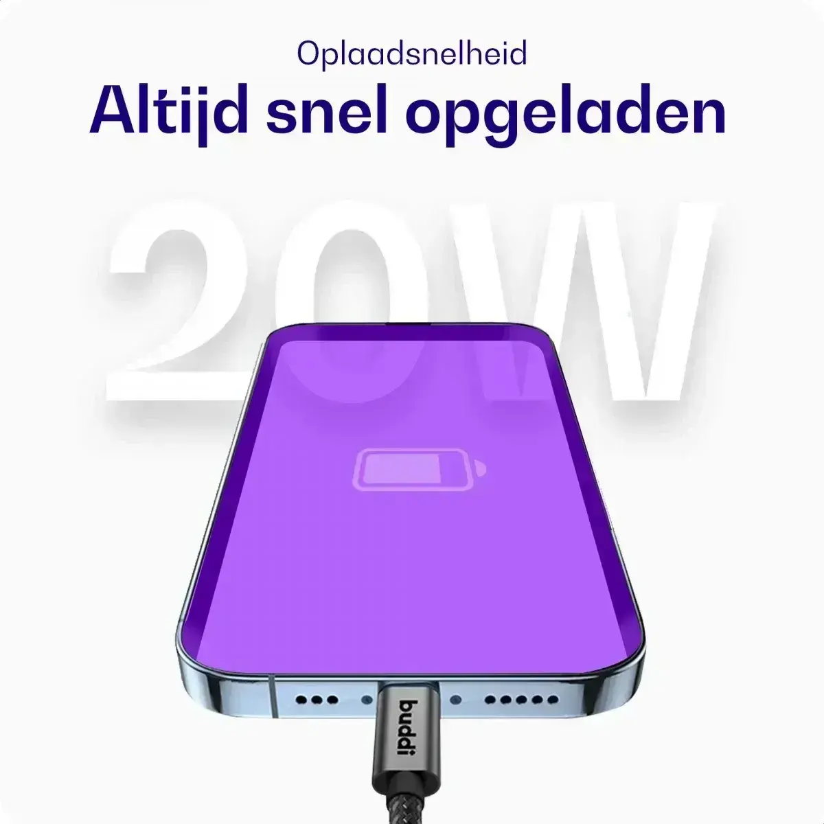 Originele Apple 20W USB-C Oplader met Buddi USB-C Kabel 2M Zwart afbeelding 7