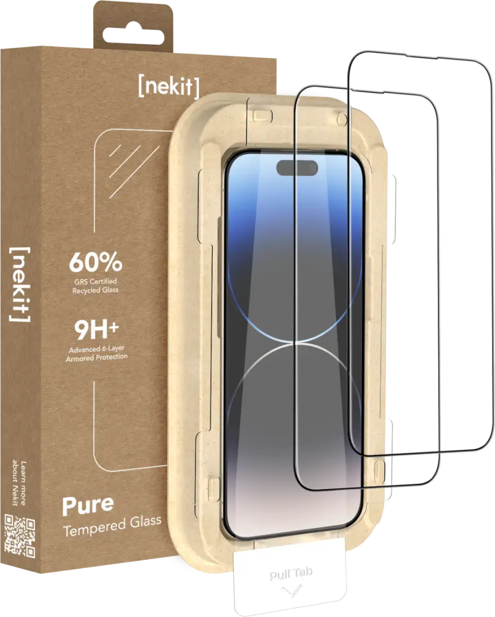 NEKIT Pure Apple iPhone 14 Pro Tempered GRS Glass Installatiebox (2-Pack) afbeelding 1