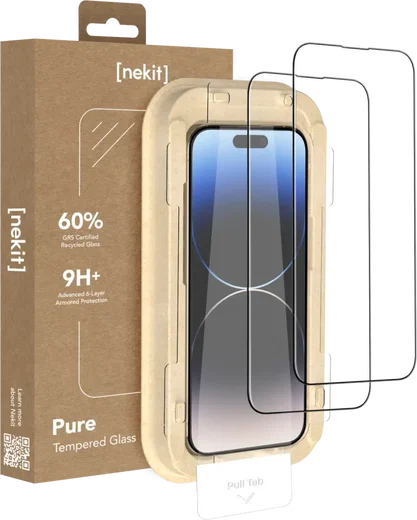 NEKIT Pure Apple iPhone 14 Pro Tempered GRS Glass Installatiebox (2-Pack) afbeelding 1
