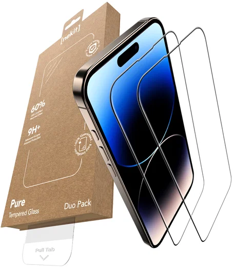 NEKIT Pure Apple iPhone 14 Pro Tempered GRS Glass Installatiebox (2-Pack) afbeelding 2