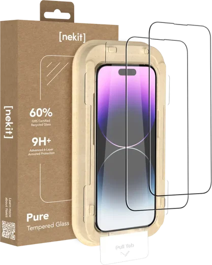 NEKIT Pure Apple iPhone 14 Pro Max Tempered GRS Glass Installatiebox (2-Pack) afbeelding 1