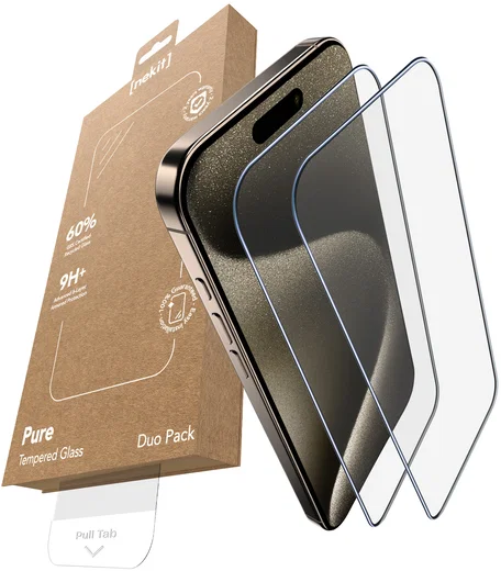 NEKIT Pure Apple iPhone 15 Pro Tempered GRS Glass Installatiebox (2-Pack) afbeelding 2