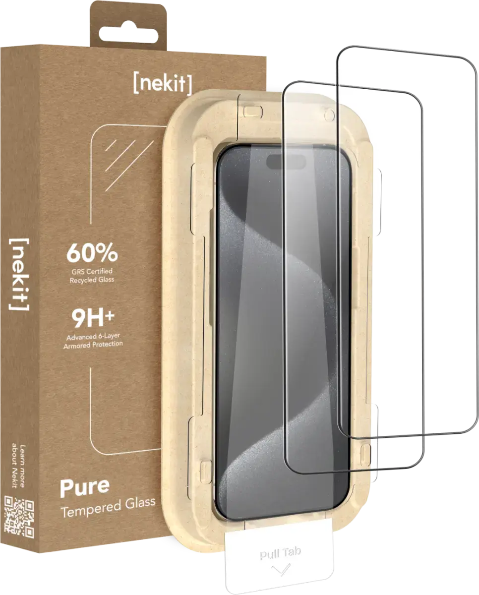 NEKIT Pure Apple iPhone 15 Pro Max Tempered GRS Glass Installatiebox (2-Pack) afbeelding 1