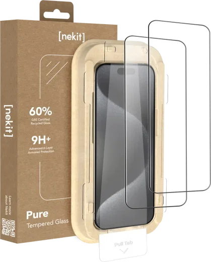 NEKIT Pure Apple iPhone 15 Pro Max Tempered GRS Glass Installatiebox (2-Pack) afbeelding 1