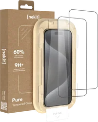 NEKIT Pure Apple iPhone 15 Pro Max Tempered GRS Glass Installatiebox (2-Pack) afbeelding