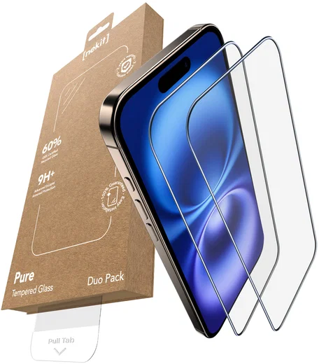 NEKIT Pure Apple iPhone 16 / 15 Tempered GRS Glass Installatiebox (2-Pack) afbeelding 2