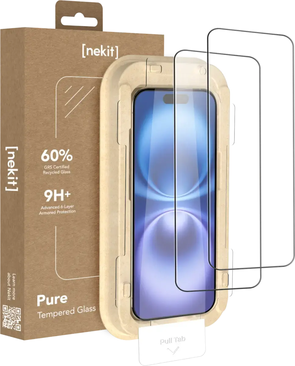 NEKIT Pure Apple iPhone 16 / 15 Tempered GRS Glass Installatiebox (2-Pack) afbeelding 1